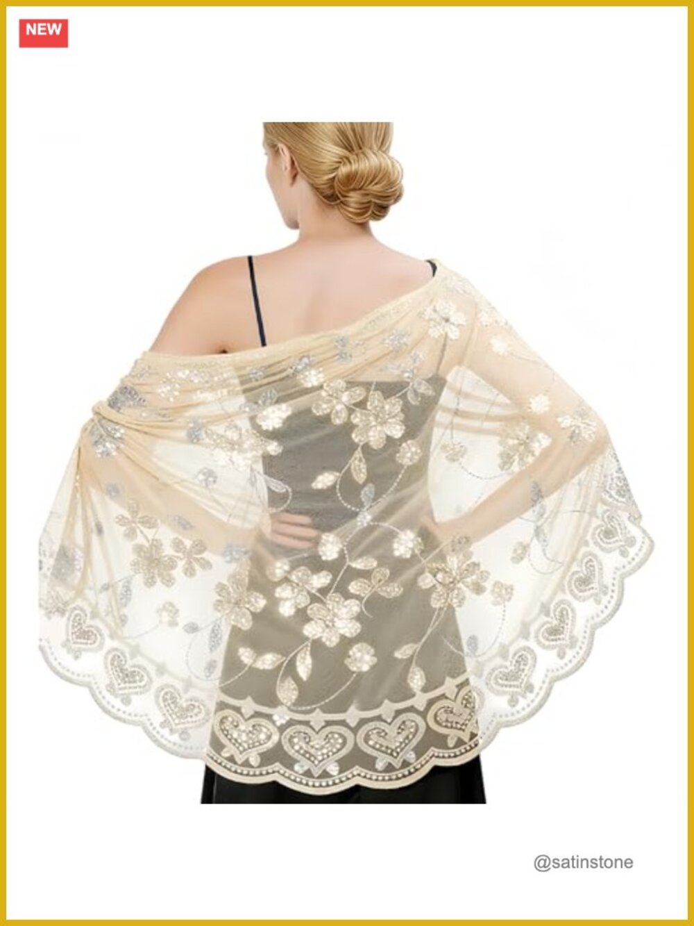 Sequin Shawl Wrap for Wedding Evening Party 1920s Flapper Scarf